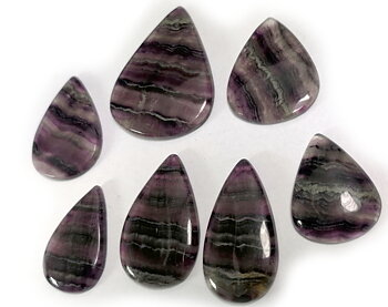 Lila Band fluorit  - Drop slipad Cabochon  -  handslipade i Indian