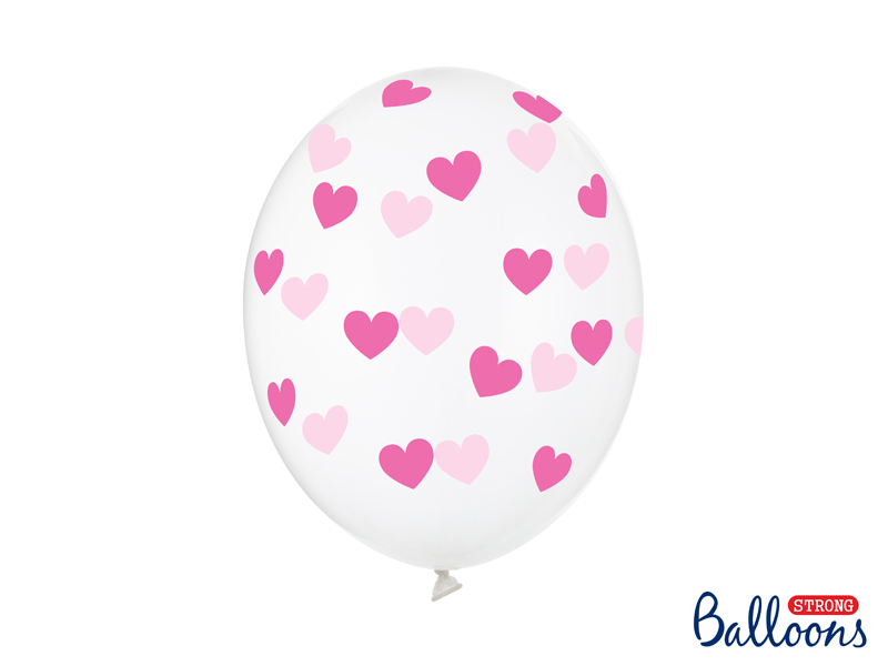 BALLONGER | 6-pack | Fuchsia hjärtan