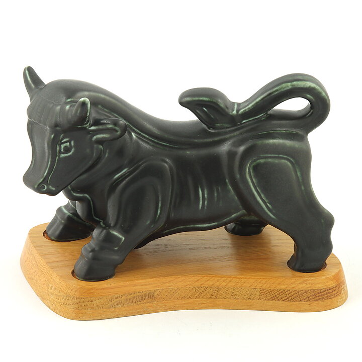 Gunnar Nylund (1950s) Black Modernistic Bull 19 cm