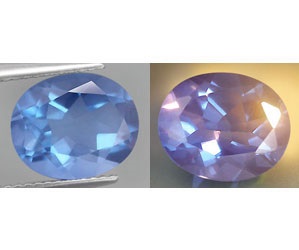 Fluorita que cambia de color natural rara perfecta grande de 4,17 ct