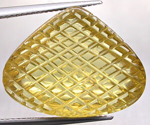 Piedra preciosa de cuarzo limón natural muy grande grabada con láser de 24,43 ct