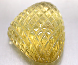 Piedra preciosa de cuarzo limón natural muy grande grabada con láser de 24,43 ct - 3