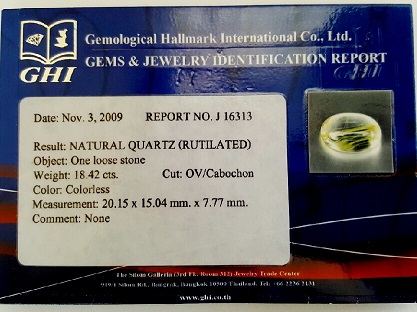 Piedra preciosa de cuarzo rutilo certificada completamente única de 18,42 ct - 2