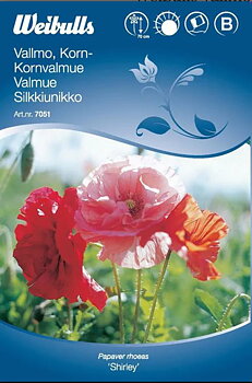 7051, Vallmo, korn, shirley- (vit / rosa / röd)  Papaver rhoeas