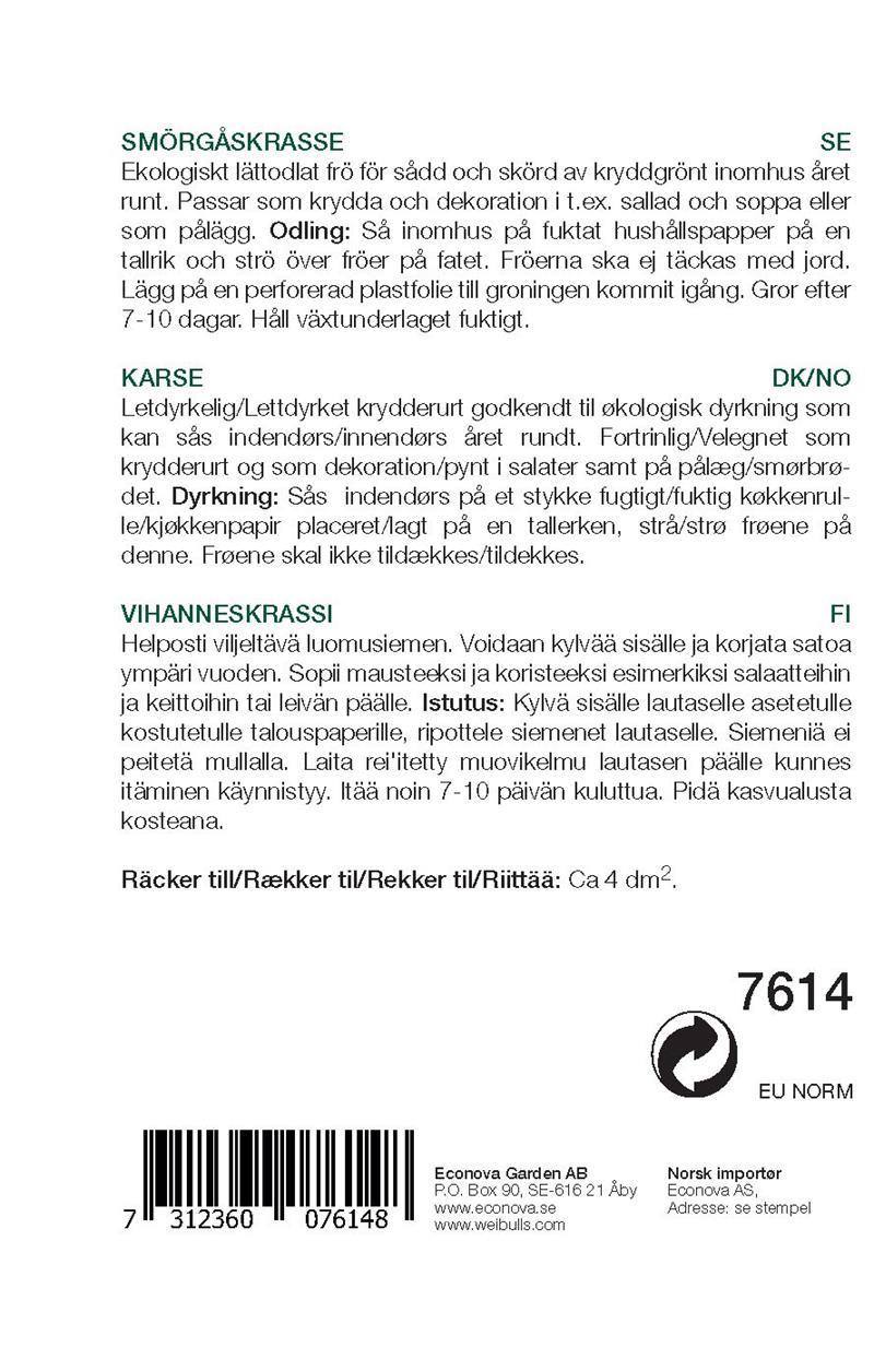 7614 Krasse, smörgås   Lepidium sativum - 2