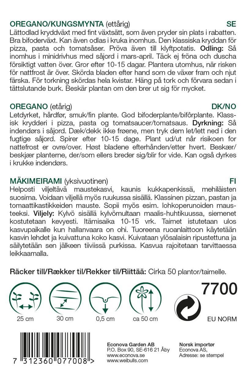 7700 Oregano KRAV/Ekologisk   Origanum vulgare - 2