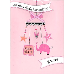 Kort Nyfödd Flicka  - Spader