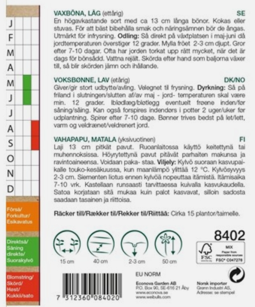 8402  Weibulls Böna, vax-, låg KRAV Berggold - 2