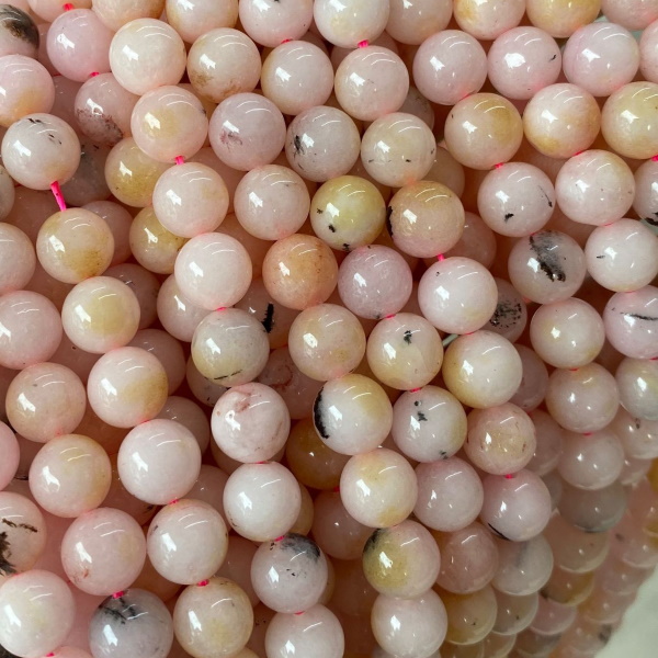 Pink opal 6 mm rund hel sträng - 2