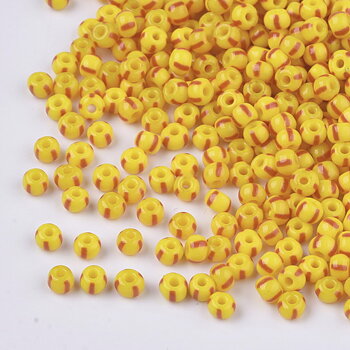 Seedbeads 8/0 gulrödrandig