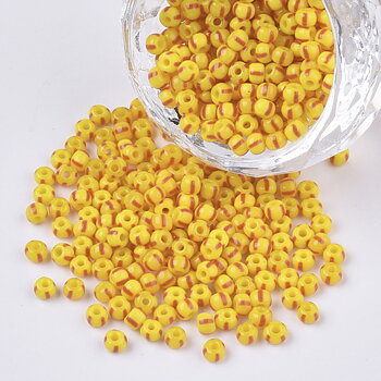 Seedbeads 8/0 gulrödrandig