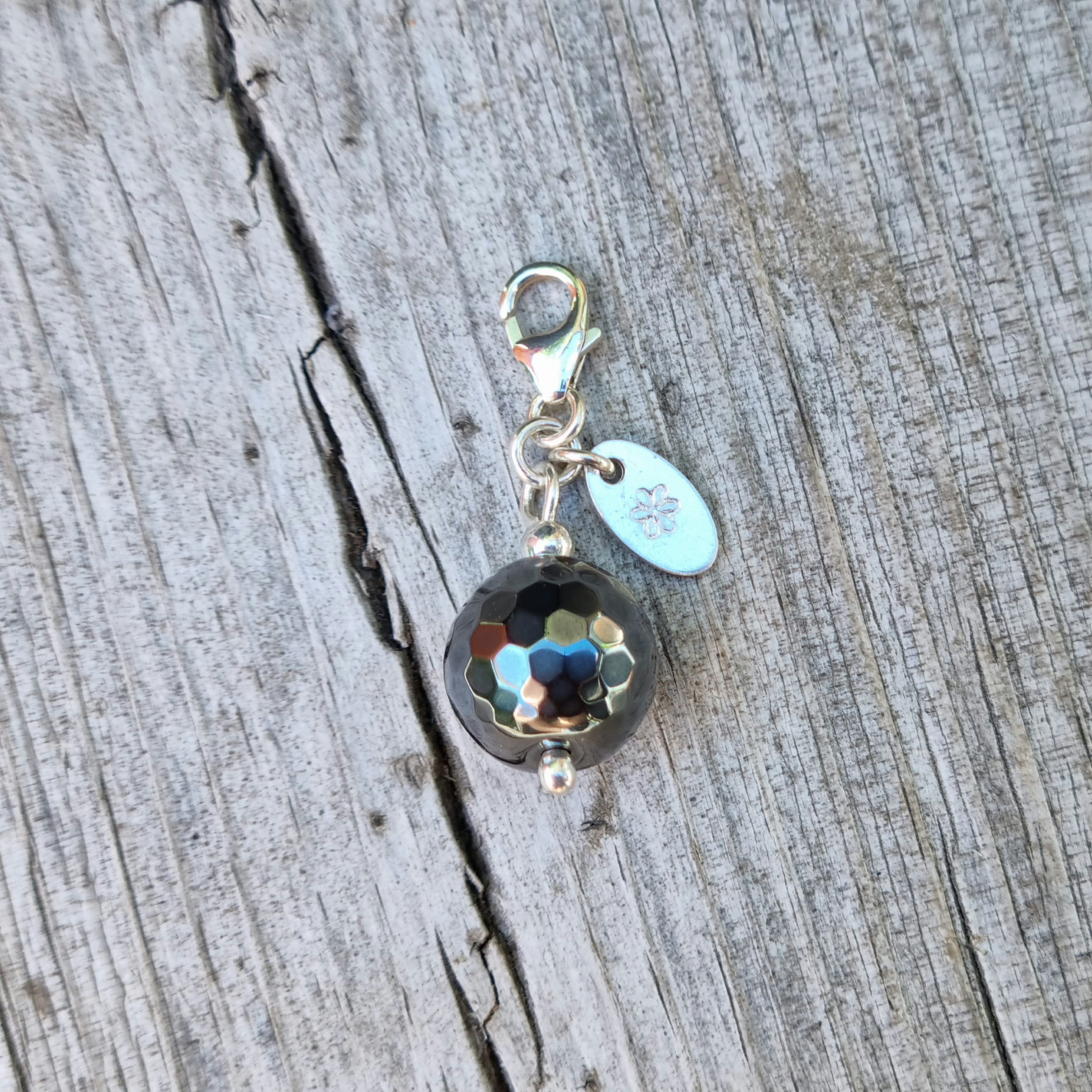 Berlock facetterad hematit - 925 sterling silver