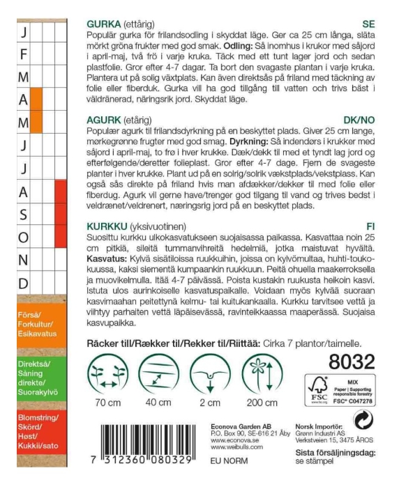 8032 Gurka KRAV  Cucumis sativus - 2