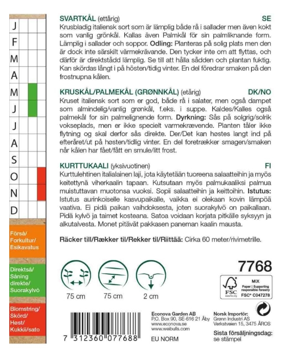 7768 Kål, svart/palm- KRAV   Brassica oleracea - 2
