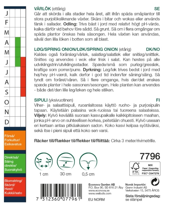 7796, Lök, piplök White Lisbon   Allium cepa - 2