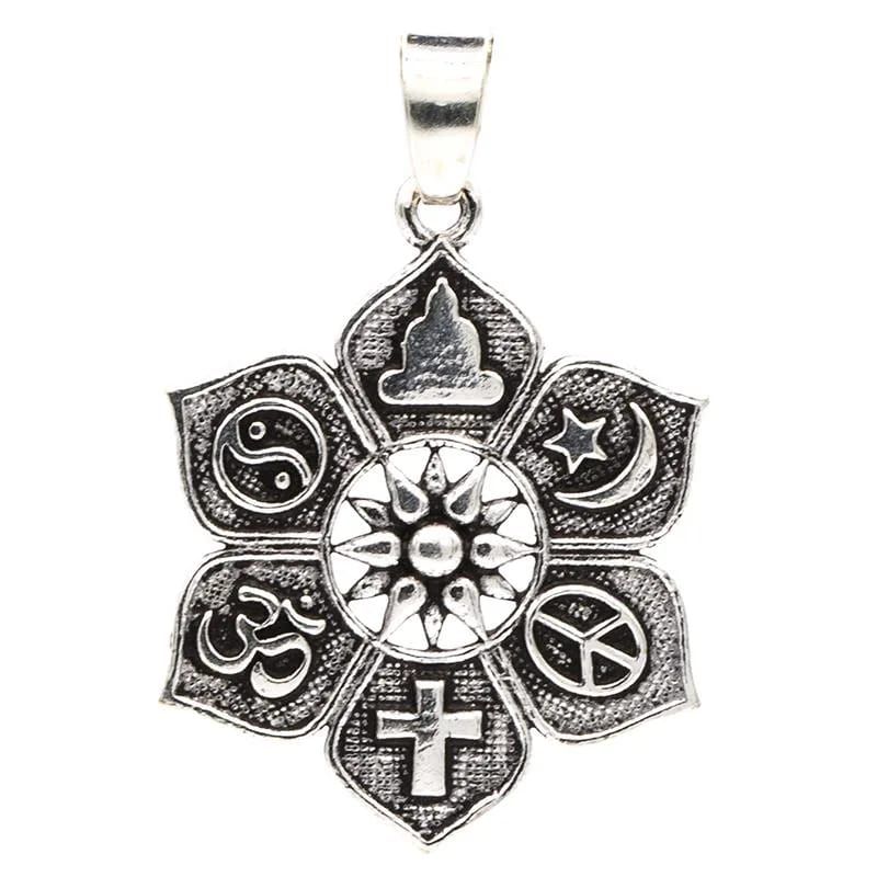 Pendant Lotus With Religious Symbols  2,8 Cm
