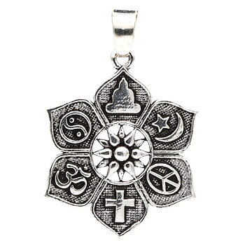 Pendant Lotus With Religious Symbols  2,8 Cm