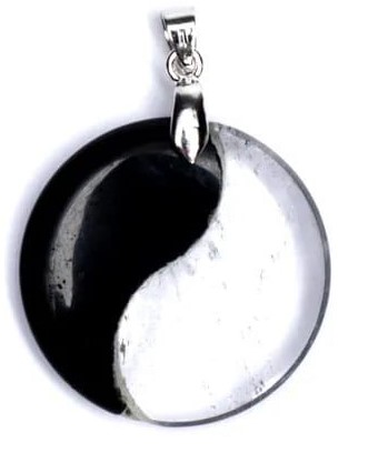 Pendant Yin Yang Obsidian/ Rock Crystal 3 Cm - 2