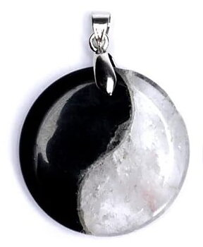 Pendant Yin Yang Obsidian/ Rock Crystal 3 Cm