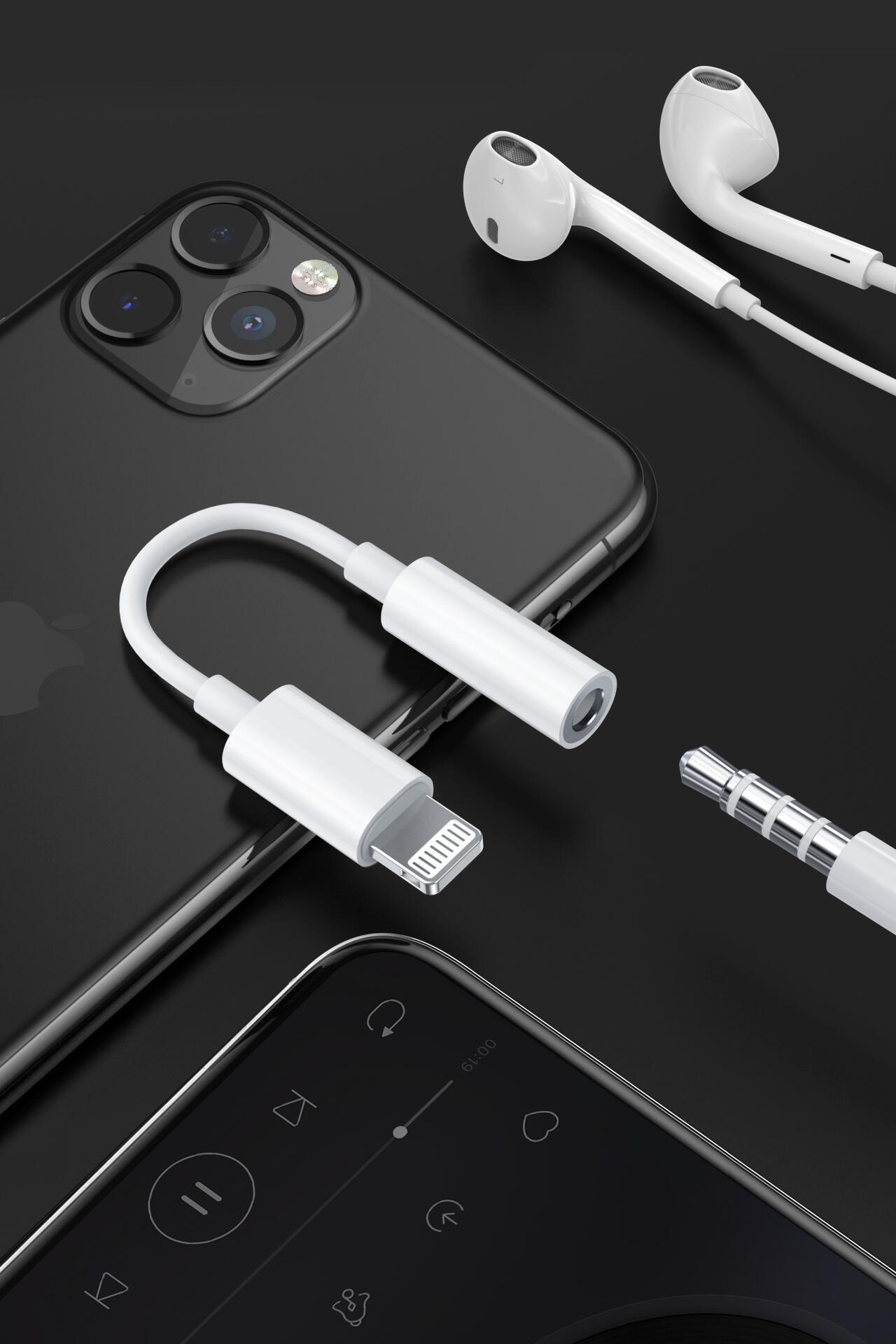 SiGN Lightning till 3.5mm AUX Adapter - Vit - 4