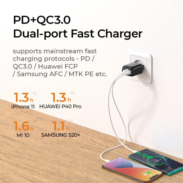 SiGN Snabbladdare USB & USB-C, PD & Q.C3.0, 3.5A, 20W - Vit - 2