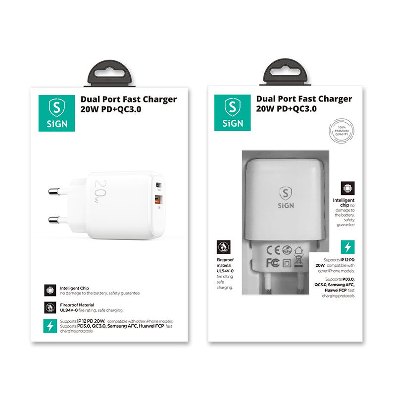 SiGN Snabbladdare USB & USB-C, PD & Q.C3.0, 3.5A, 20W - Vit - 4