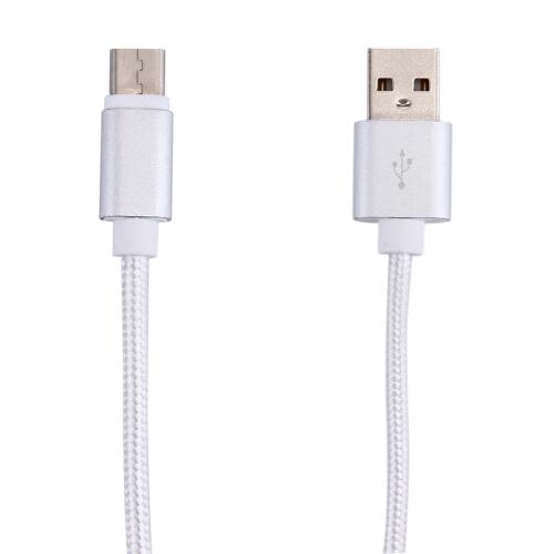 SiGN Kort USB-C-kabel i Nylontyg 5V, 3A, 20 cm - Silver - 2