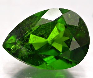 Diópsido de cromo ruso natural en forma de gota grande de 2,07 quilates