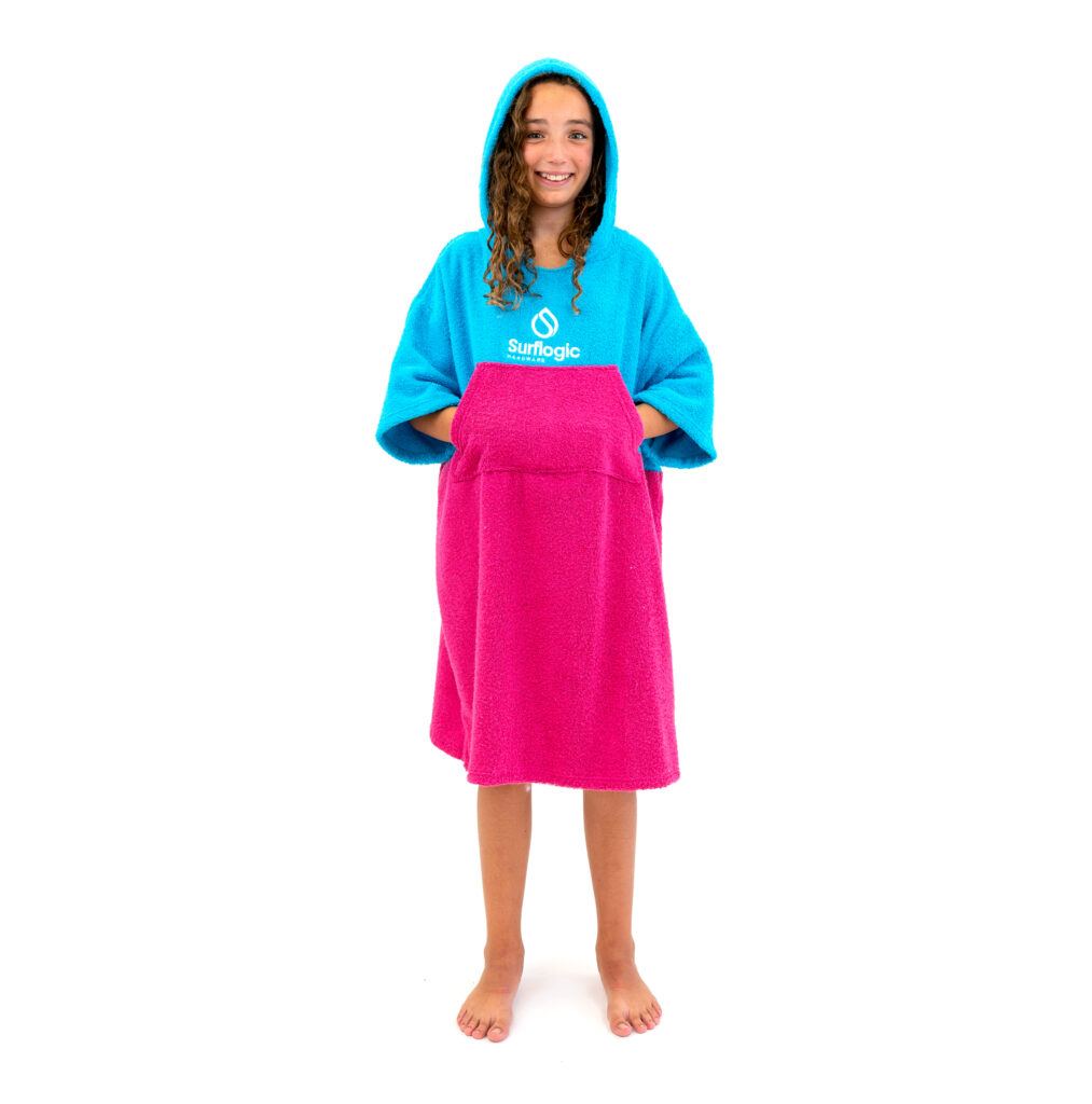 Surflogic junior poncho cyan and pink