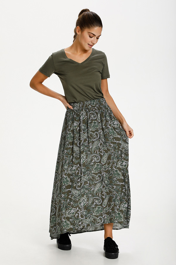 Kaffe - Evity Amber Skirt Green Paisley Print - 2