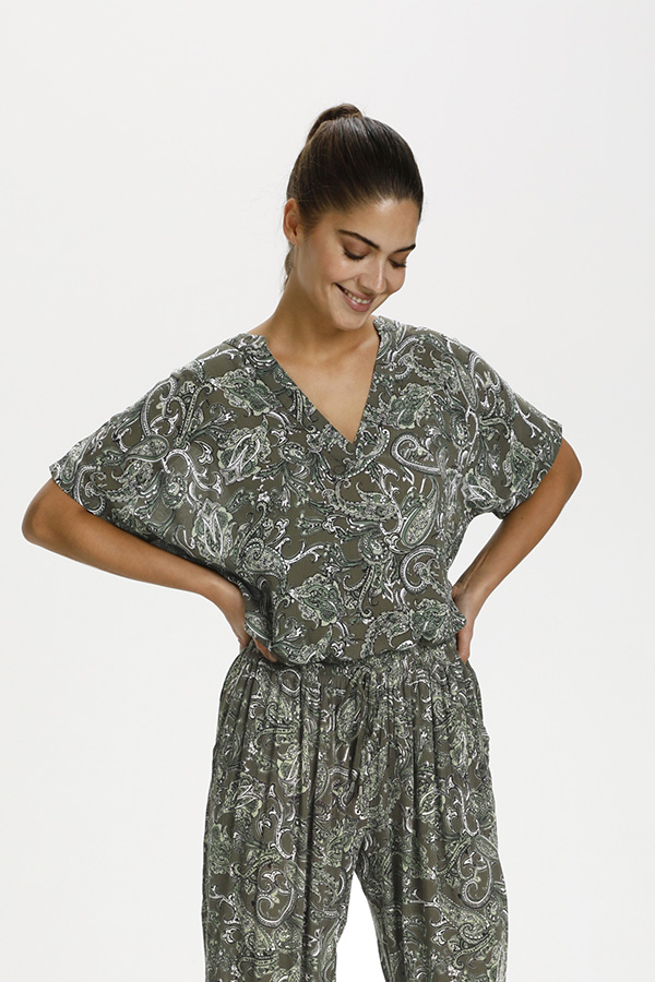 Kaffe - Evity Amber Blouse Green Paisley Print - 4