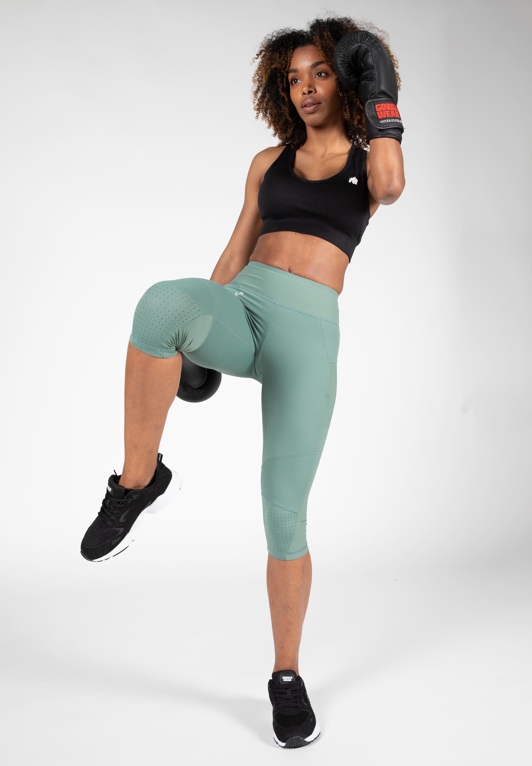 Monroe Cropped Leggings, army green - 17