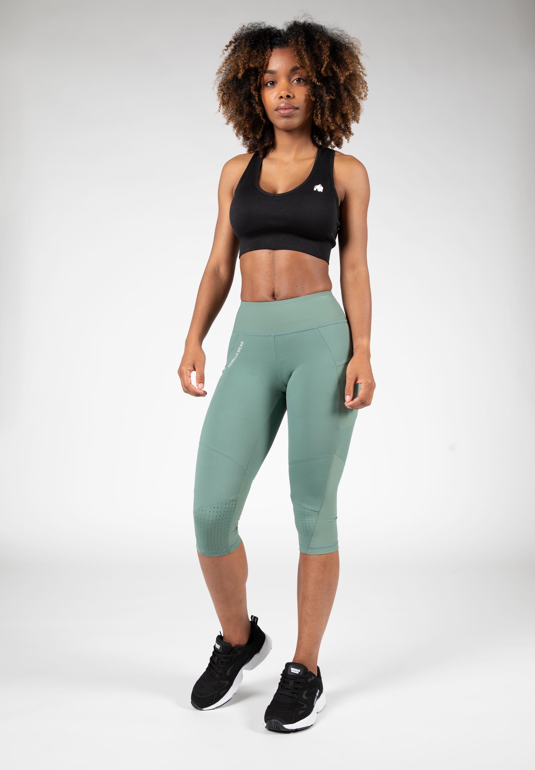 Monroe Cropped Leggings, army green - 14