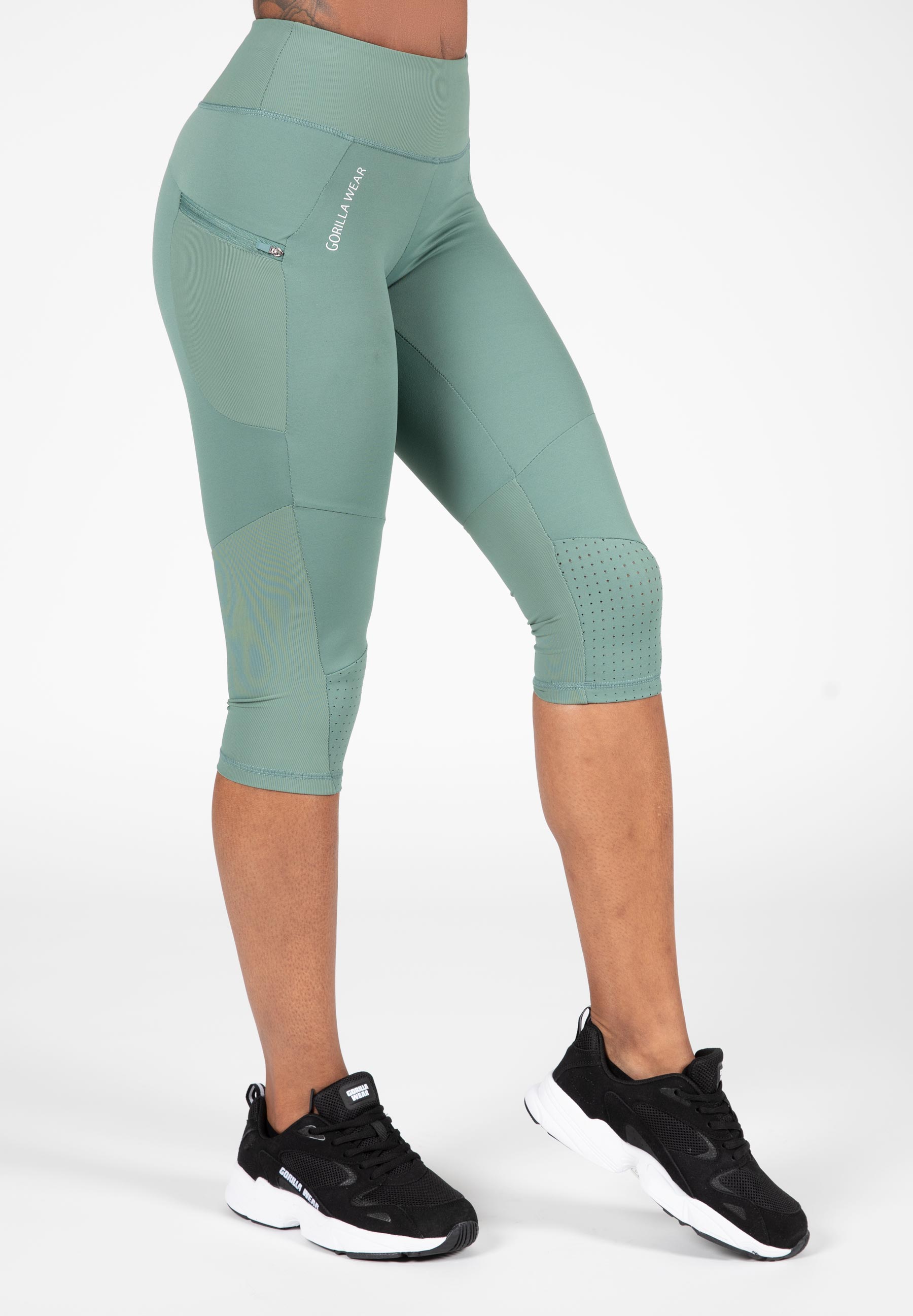 Monroe Cropped Leggings, army green - 6