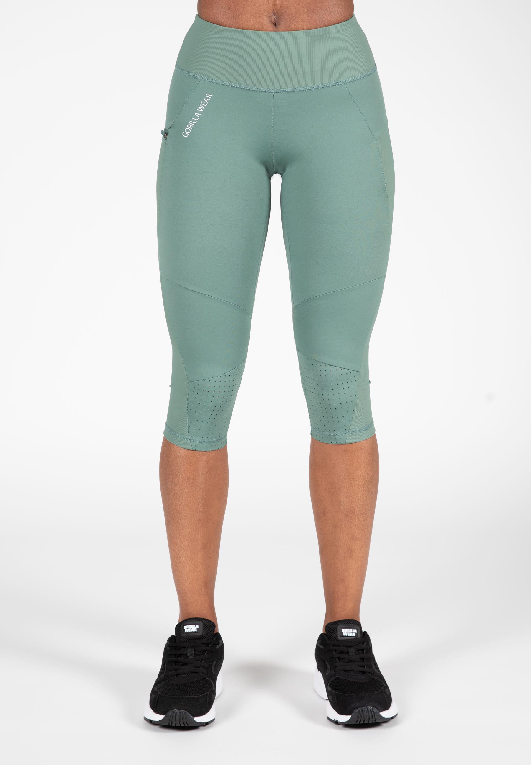 Monroe Cropped Leggings, army green - 3