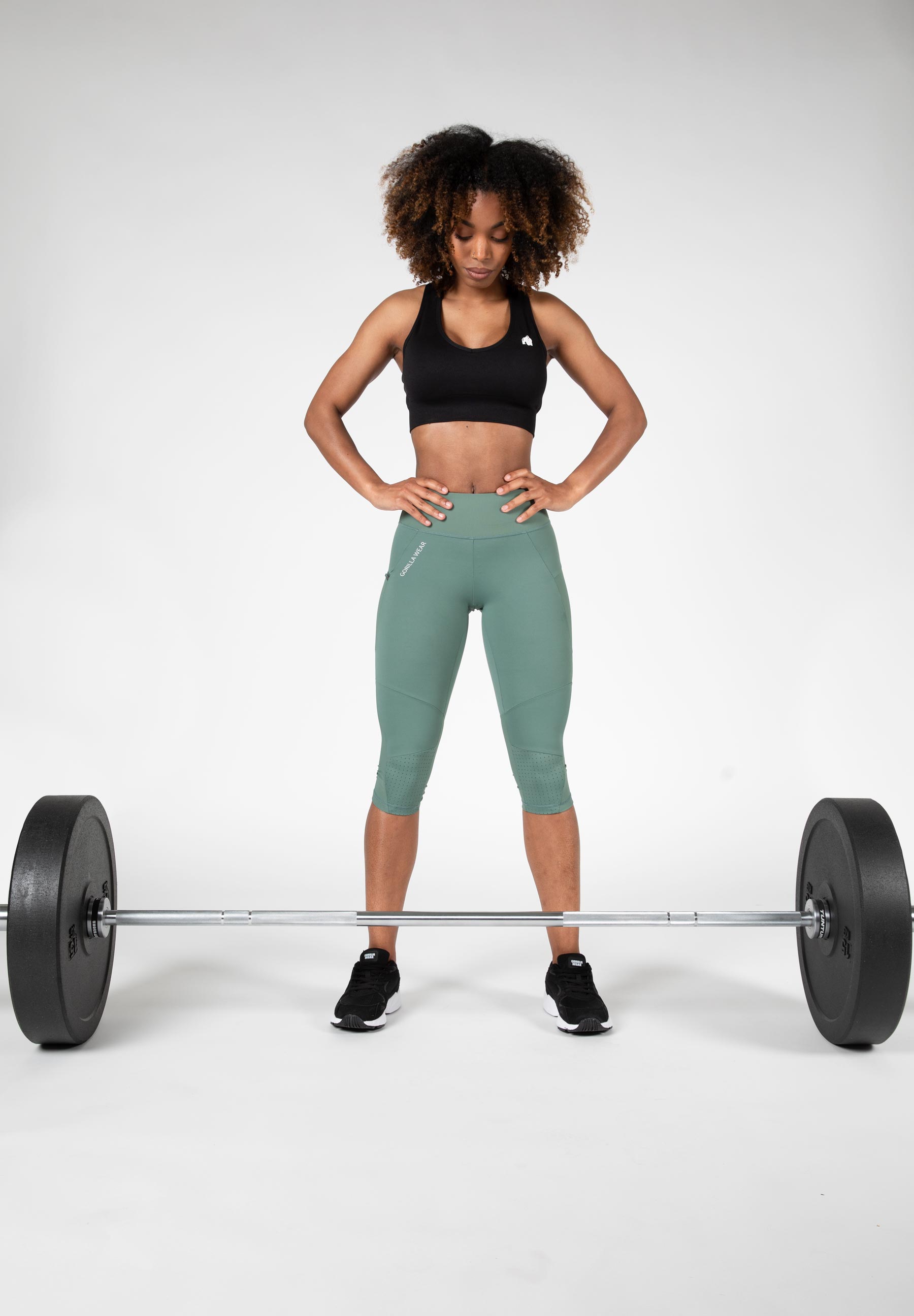 Monroe Cropped Leggings, army green - 15