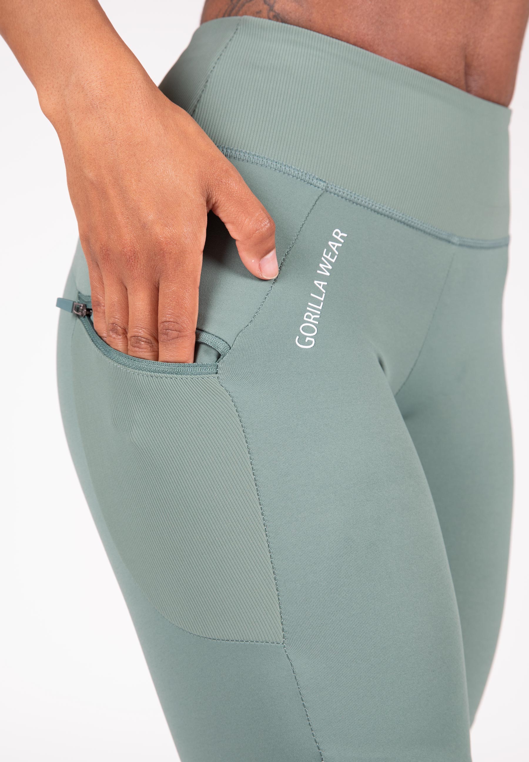 Monroe Cropped Leggings, army green - 9