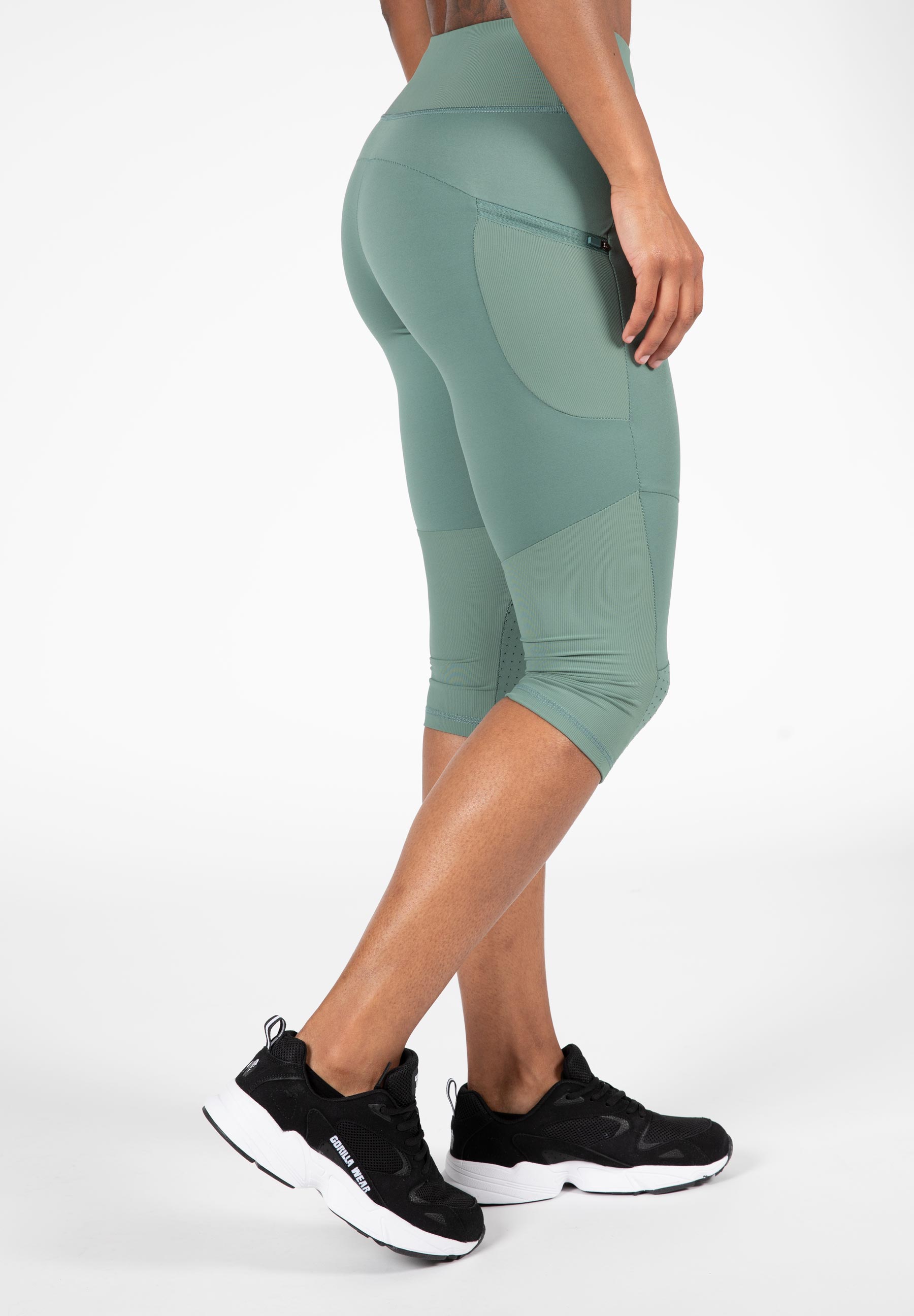 Monroe Cropped Leggings, army green - 18