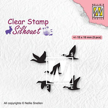 Nellies Choice - Clearstamp - Silhouette 5st  Fåglar
