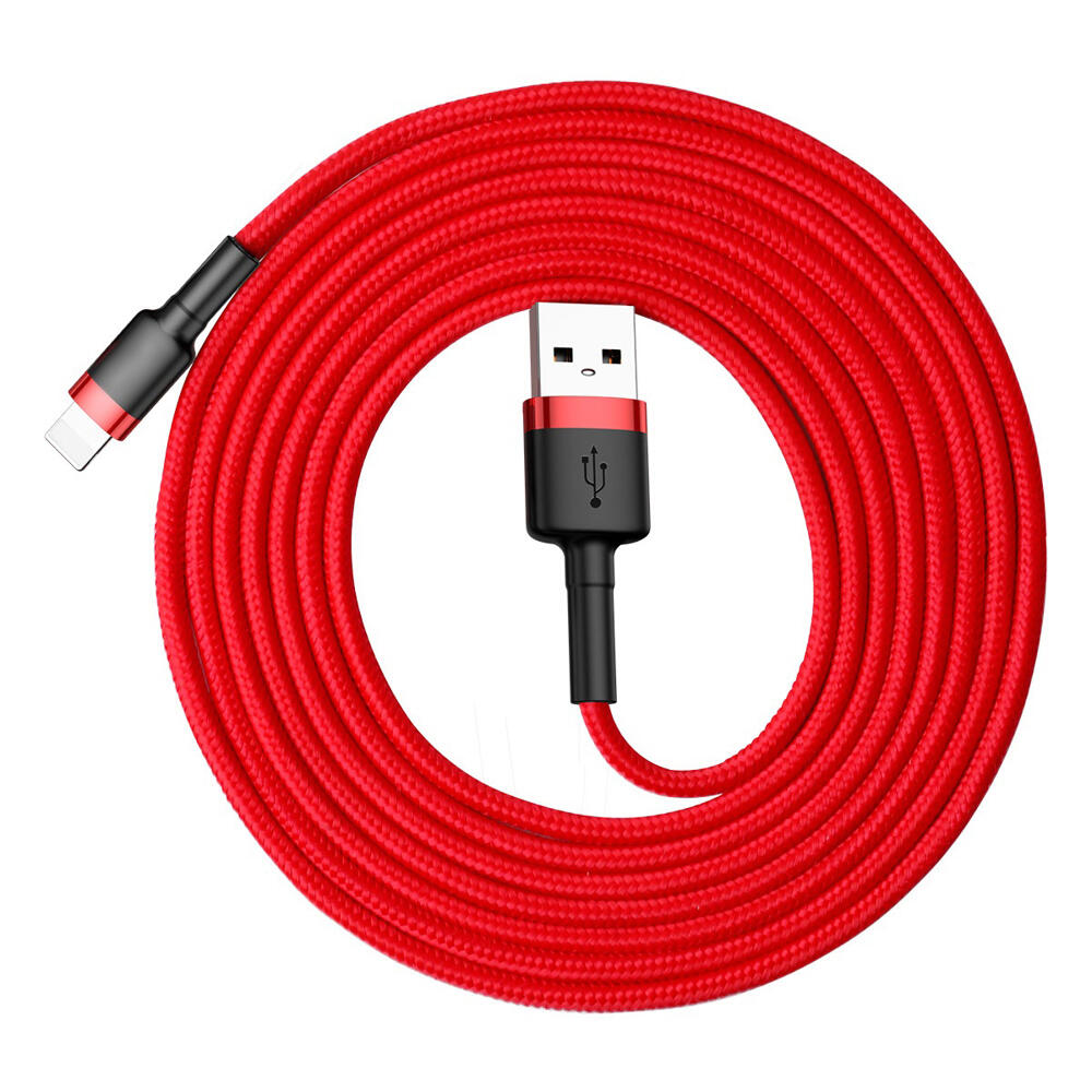 SiGN Kevlar USB-kabel med Lightning 1.5A, 2 m - Grå/Röd - 2