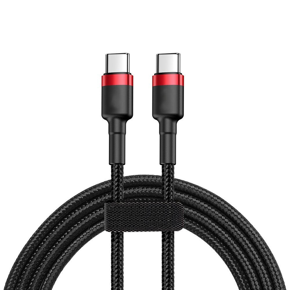 SiGN Cafule USB-C till USB-C, QC 3.0, USB-C PD, 3A, 2 m - Röd/Svart