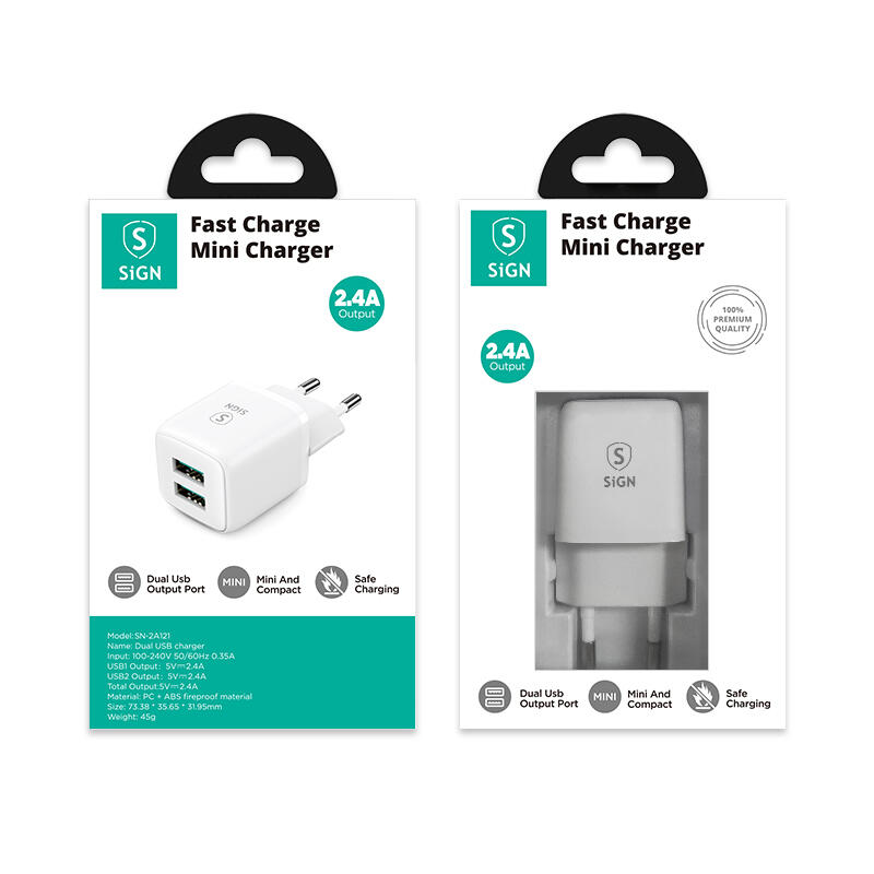 SiGN Mini Snabbladdare Dual USB, 2.4A - Vit - 6