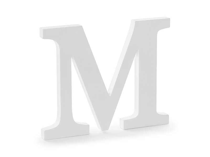 STÅENDE BOKSTAV | M | Vitmålad trä