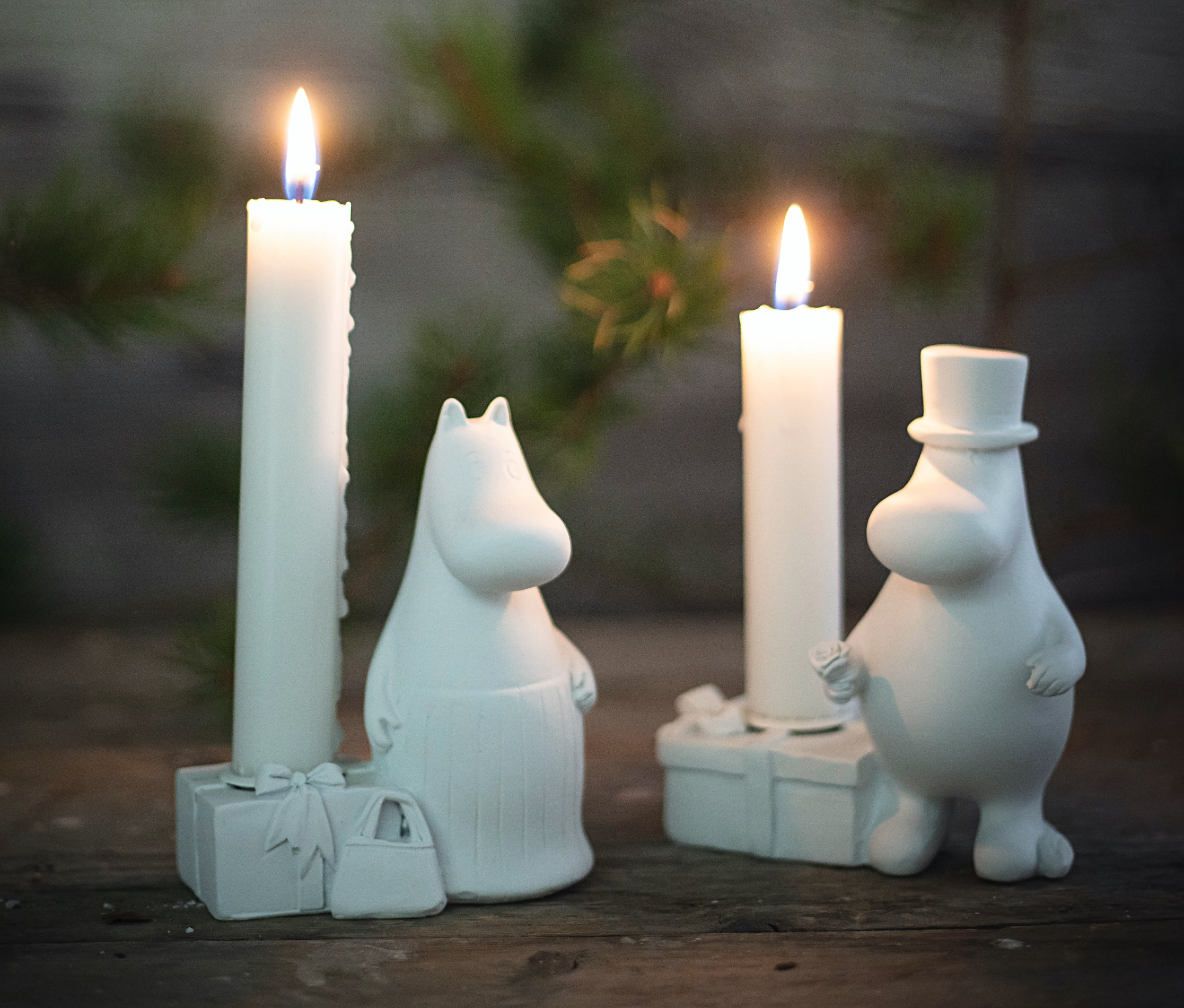 PAKETPRIS - Mumin Polystone Ljusstakar - Muminmamma & Muminpappa