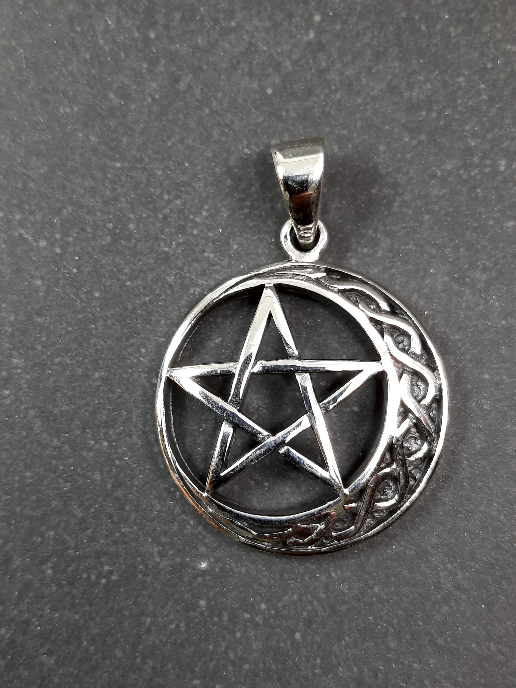 Pentagram i Måne Hänge Silver