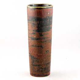 Carl-Harry Stålhane (1960s) Russet Studio Vase with Cylinder Form 21 cm
