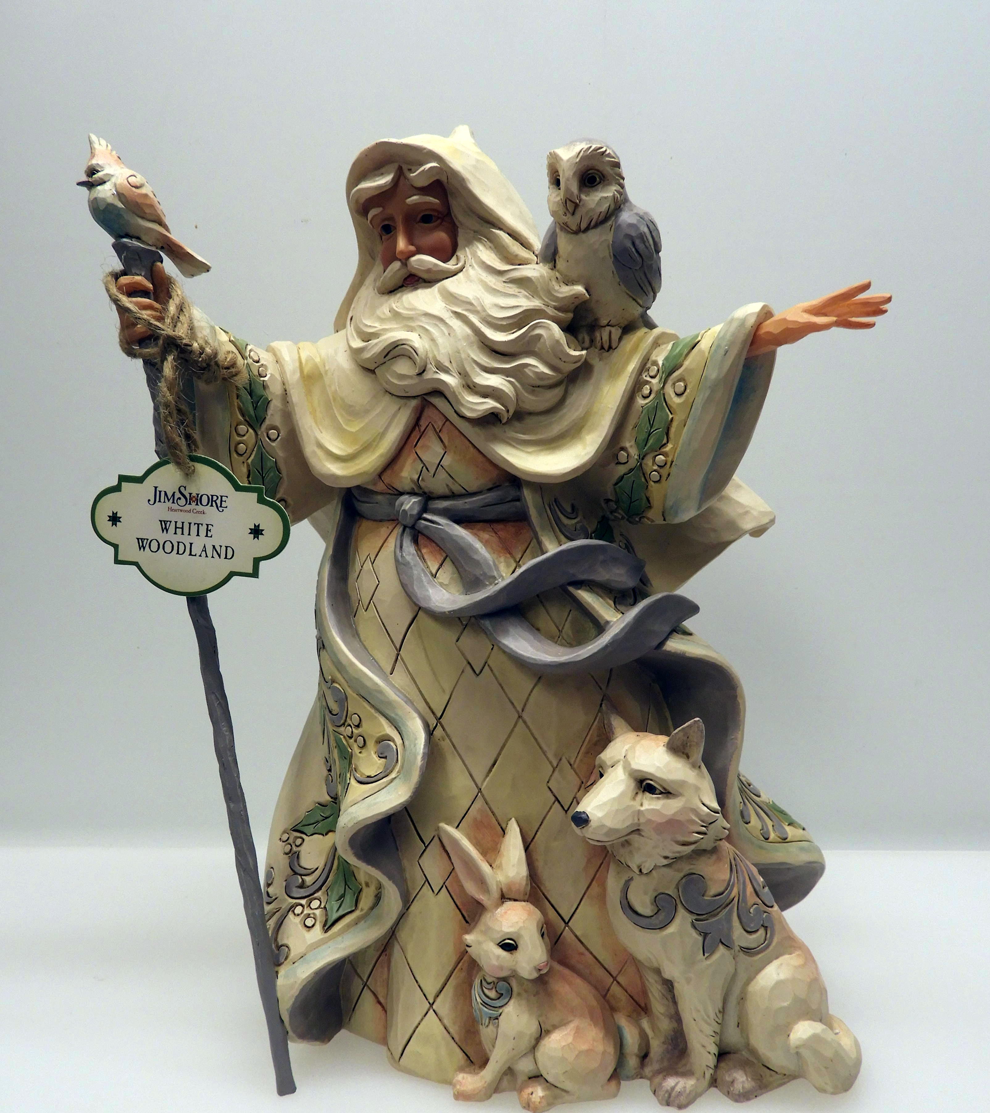 Jim Shore Vit Skogstomte med cane owl 4053686