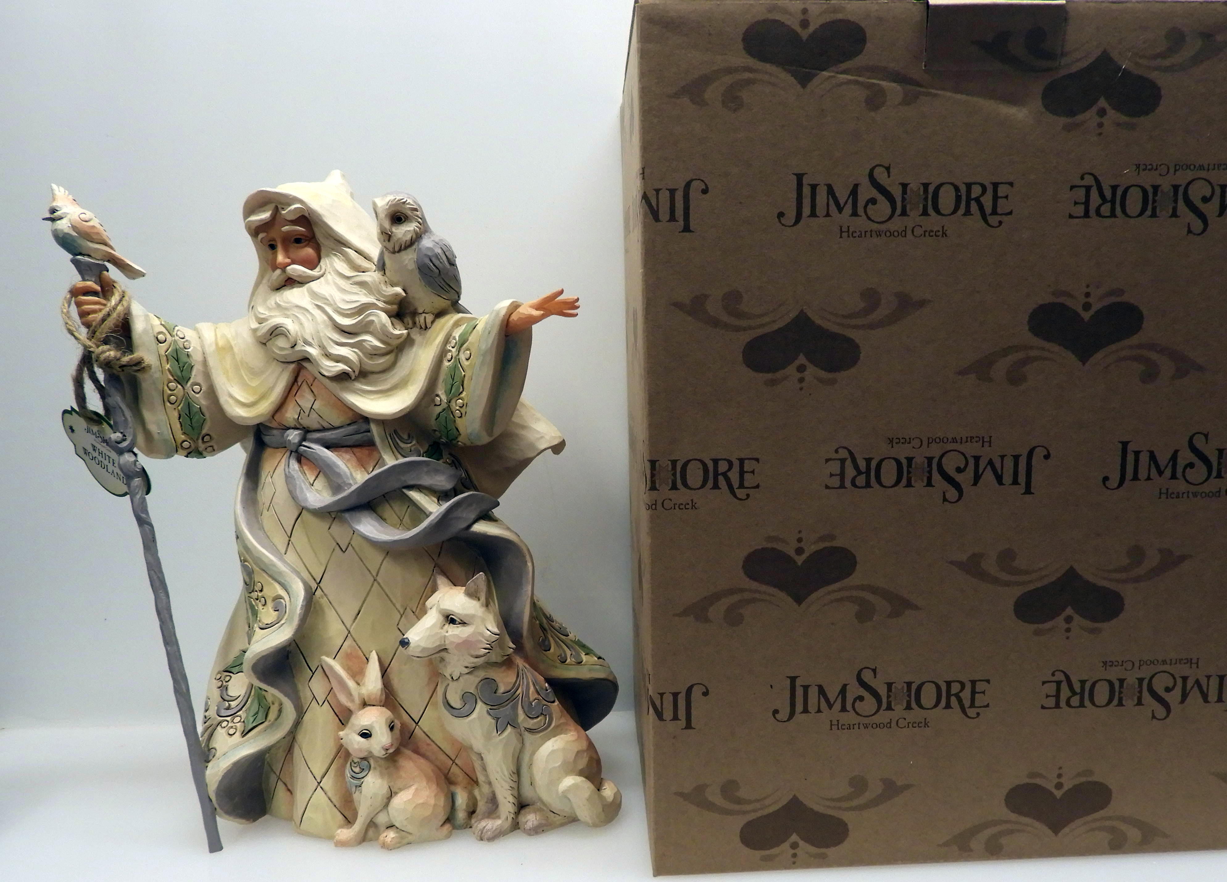 Jim Shore Vit Skogstomte med cane owl 4053686 - 2