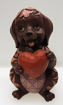 Jim Shore 6006224 Love är en trogen vän - Pint Sized Dog Holding Heart 
