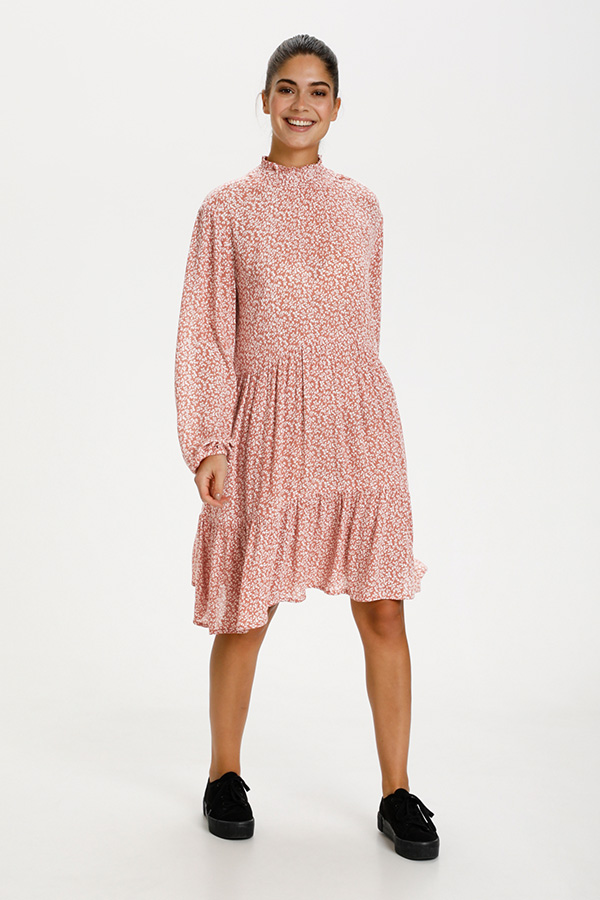 Kaffe - Lora Amber Dress Apricot / Chalk mini flower - 3